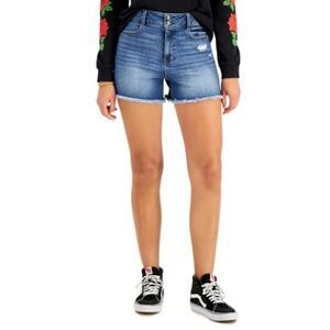 Vanilla Star Juniors' Cheeky Raw-hem Denim Shorts Walker